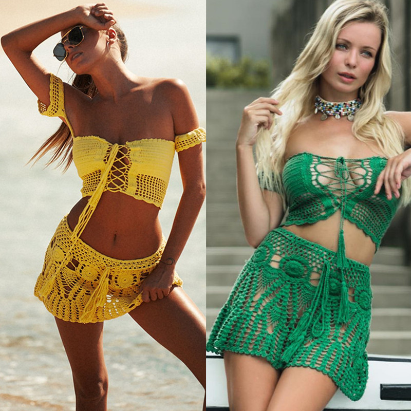 Sarong Pareo Wrap - Hand Crochet Florens Skirt Women Swimwear