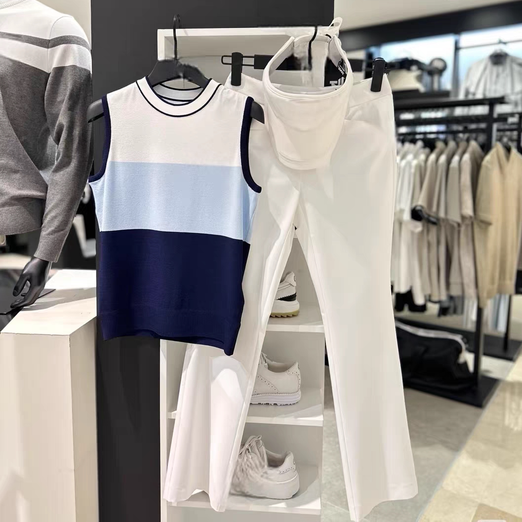 Summer Golf Clothing - Korean Style Color Block Knit Golf