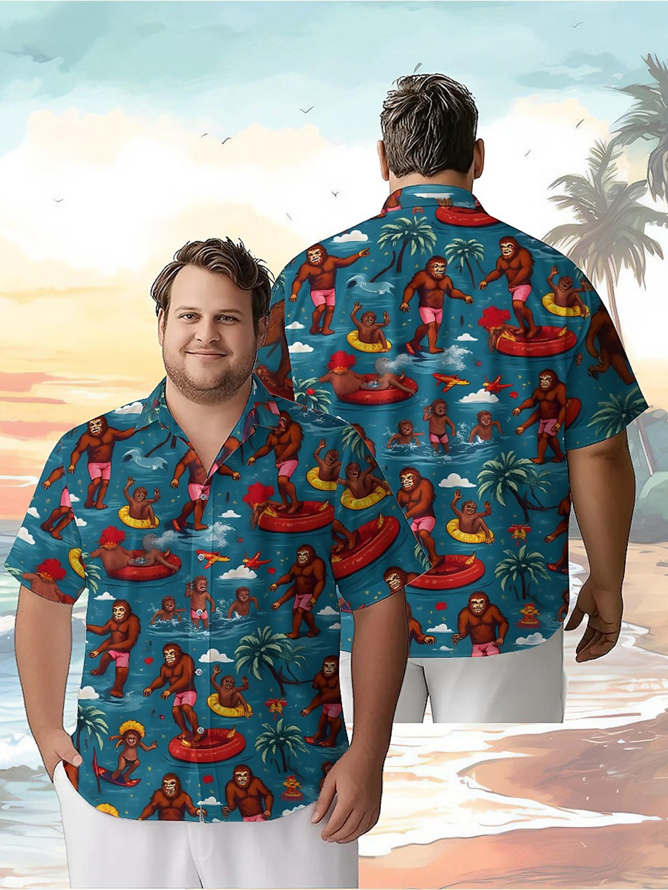 Beach Shirt Hawaiian - Men's Plus Size Hawaiian Shirts Tropical