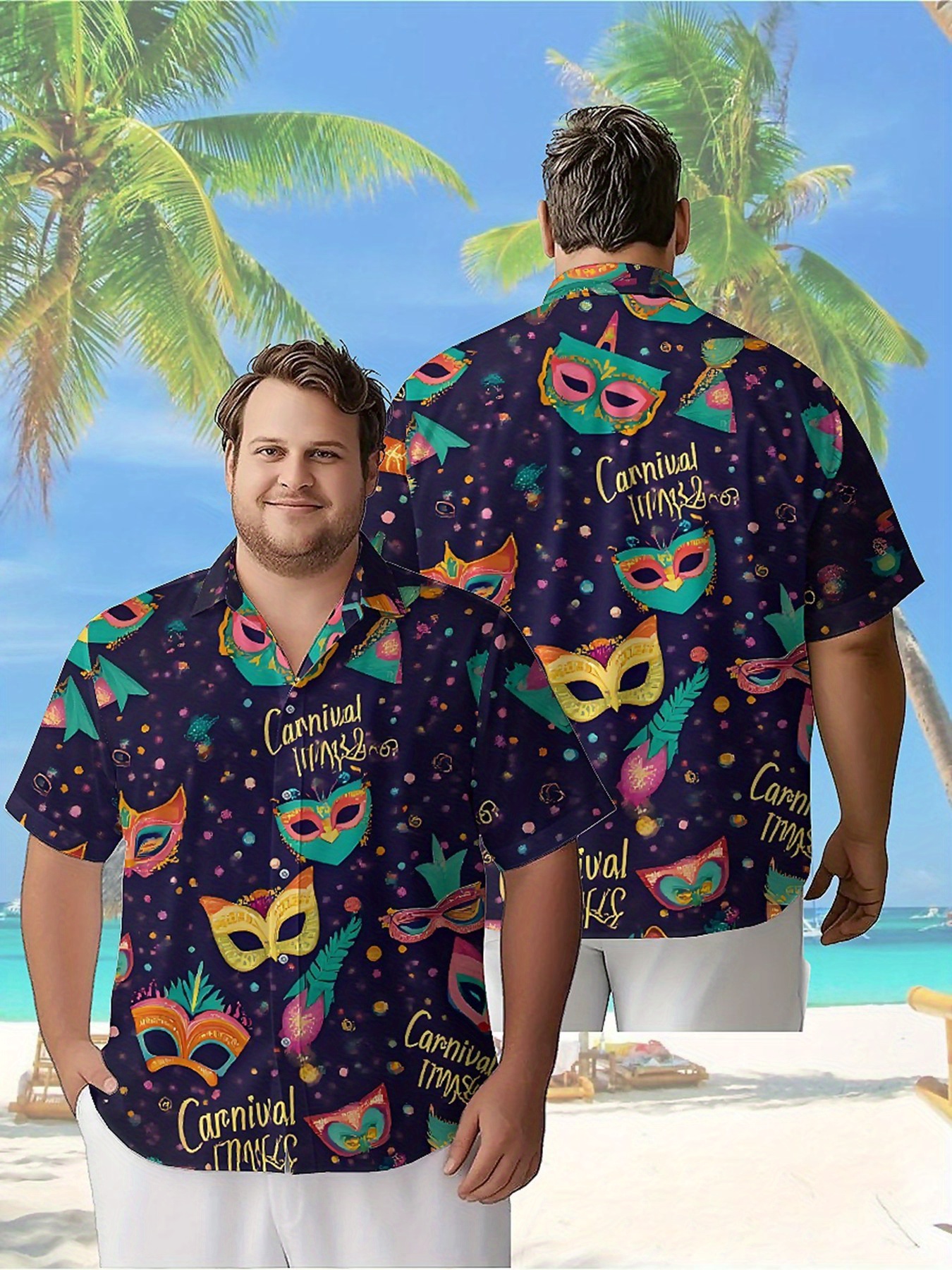 Beach Shirt Hawaiian - Men's Plus Size Hawaiian Shirts Carnival