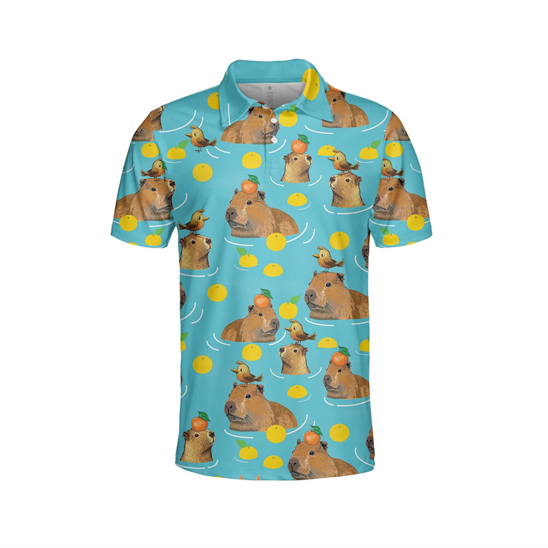 Beach Shirt Hawaiian - Funny 3d Print Capybara Polo Shirt