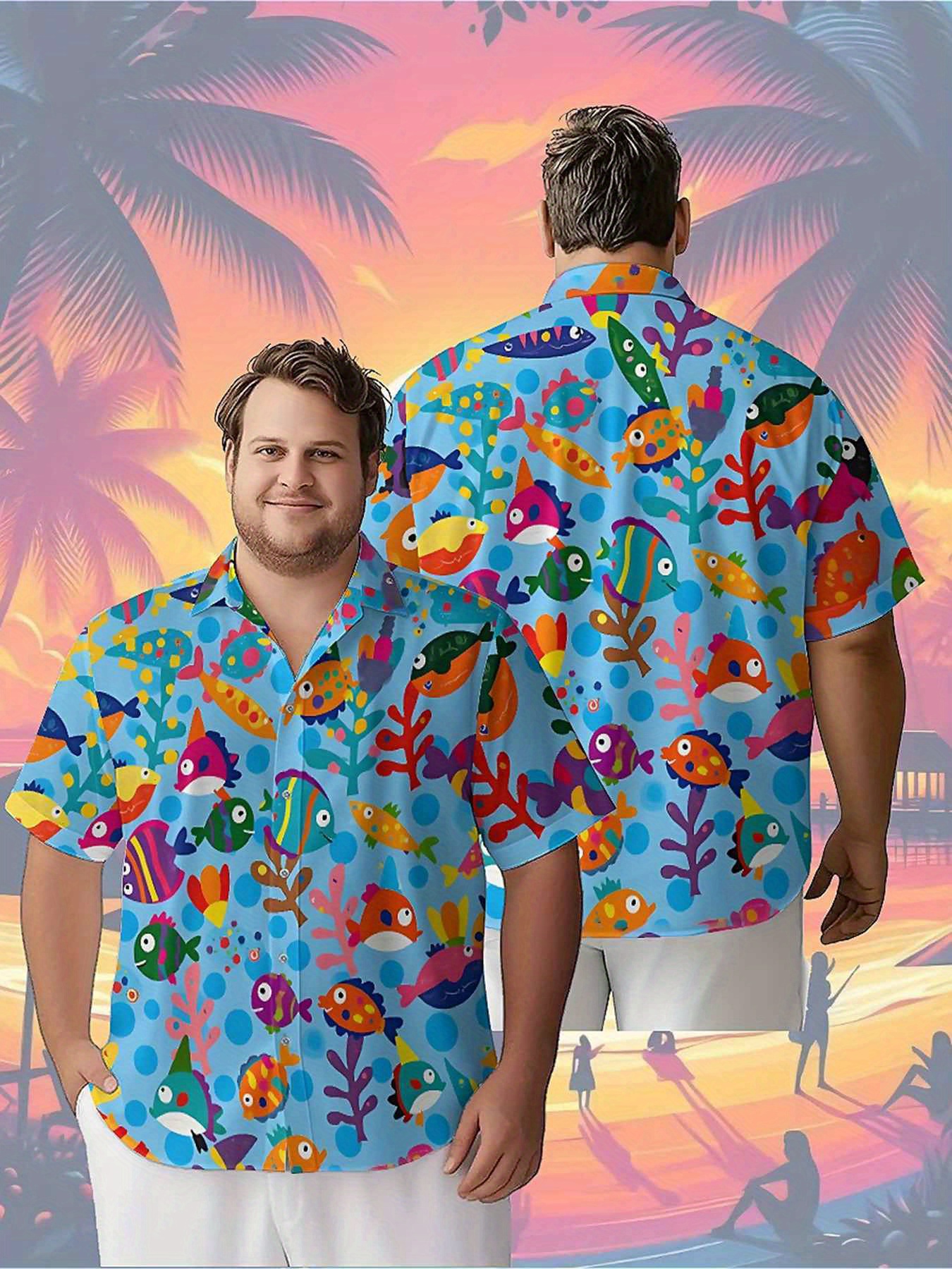 Beach Shirt Hawaiian - Men's Plus Size Hawaiian Shirts Tropical