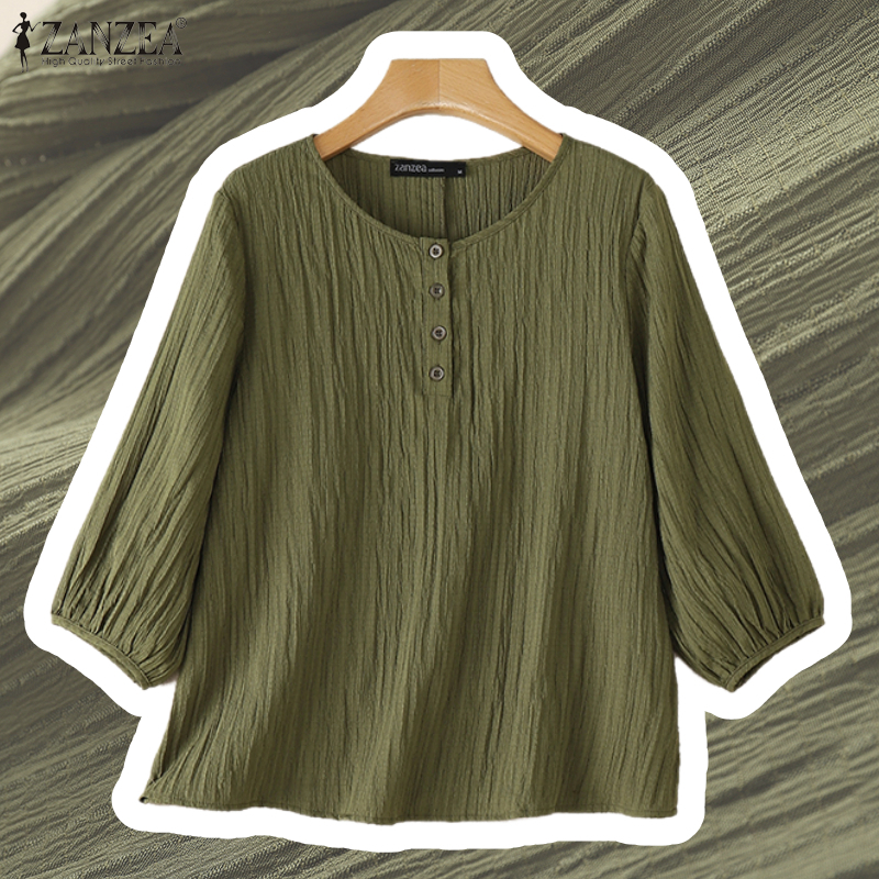 Summer Days Clothing - ZANZEA Woman Crinkled Texture Blouses Casual