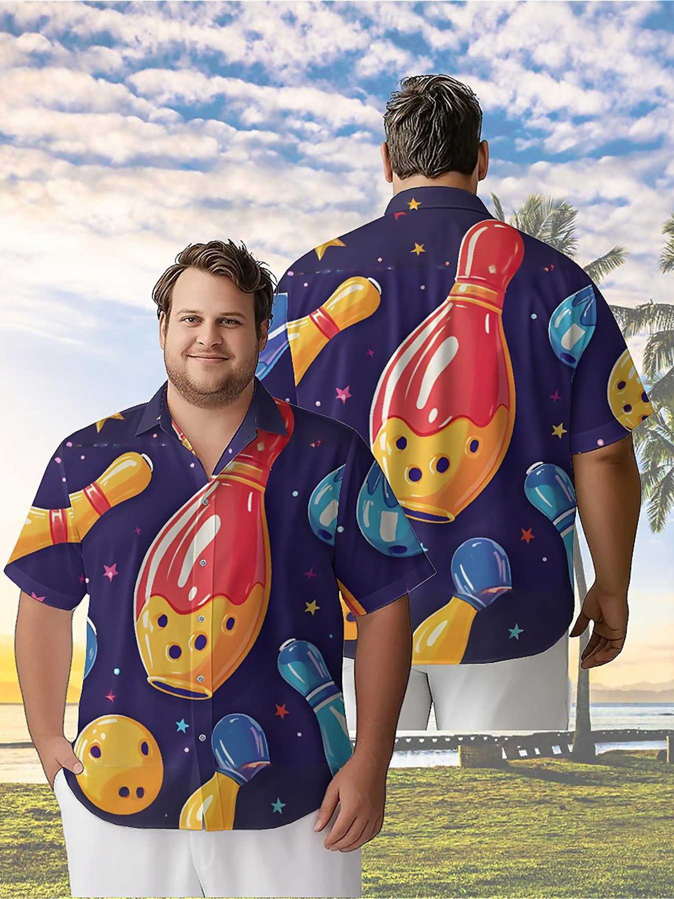 Beach Shirt Hawaiian - Men's Plus Size Hawaiian Shirts Space