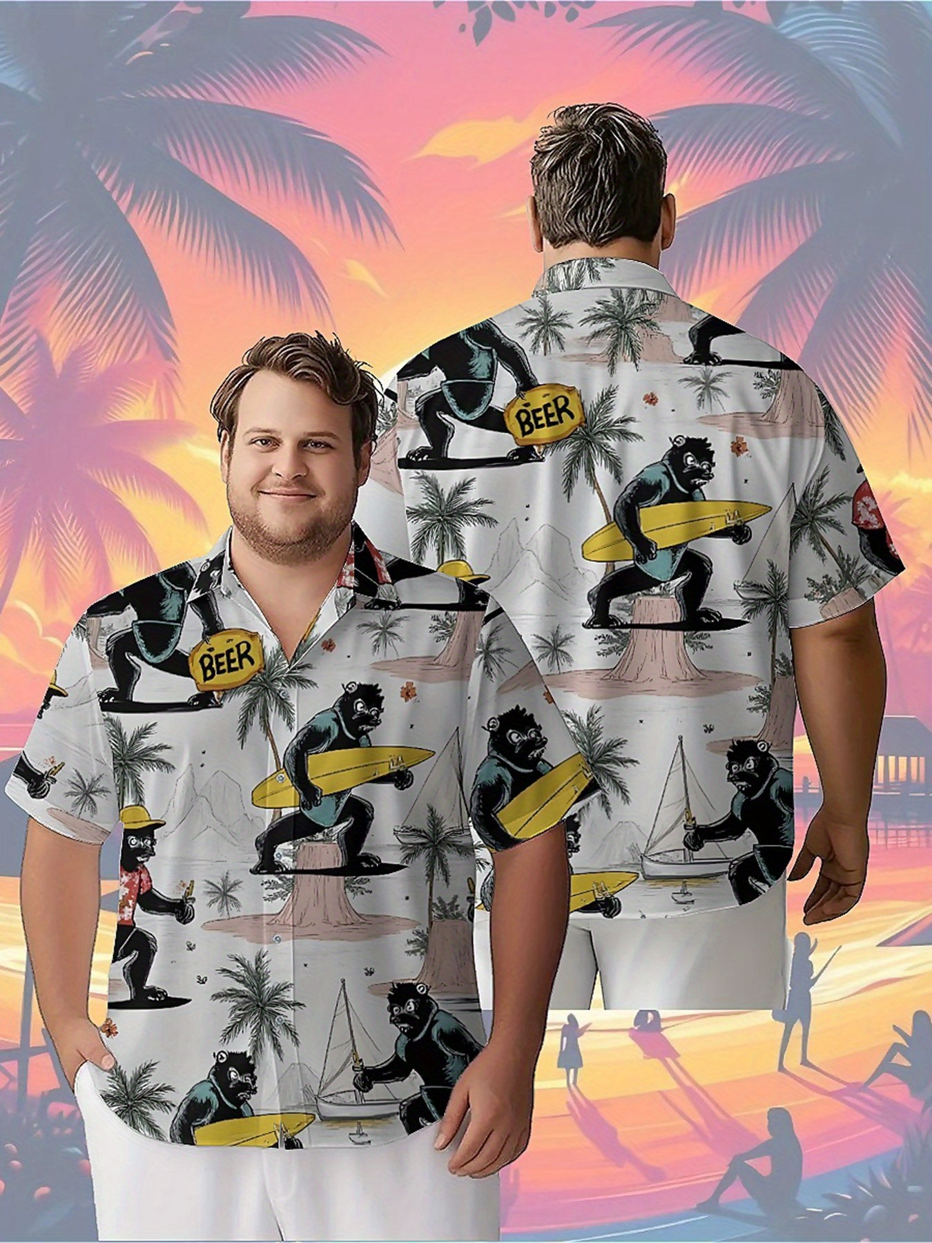 Beach Shirt Hawaiian - Men's Plus Size Hawaiian Shirts Tropical