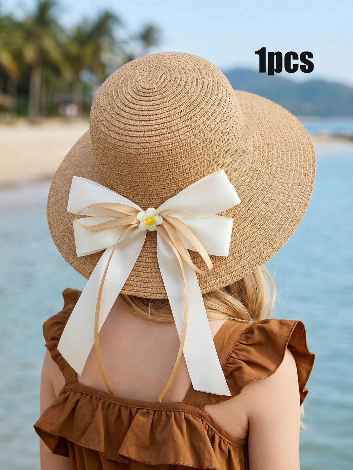 Summer Clothing Capsule - 1Pc 3-8Y Girls Coffee Bow Straw