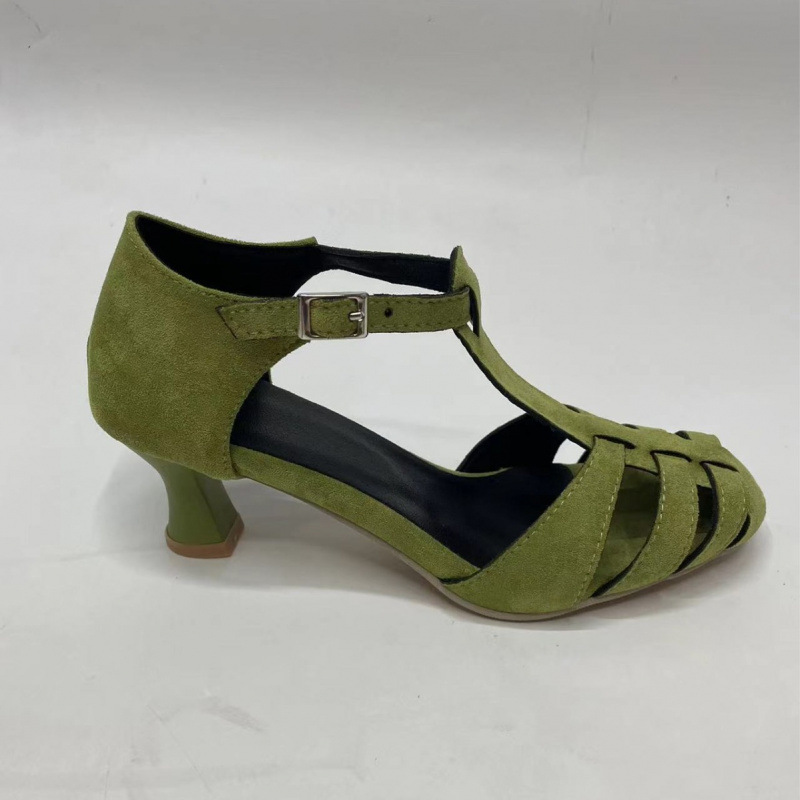 Women's Green Suede Kitten Hee - Summer Clothing Modest recension och pris