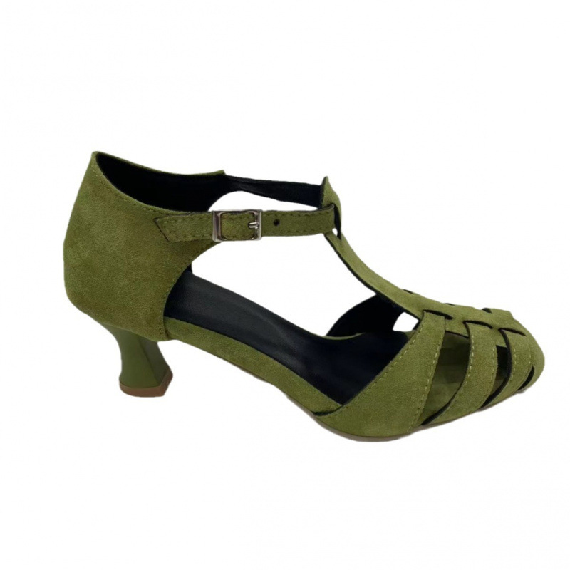 Women's Green Suede Kitten Hee - Summer Clothing Modest recension och pris