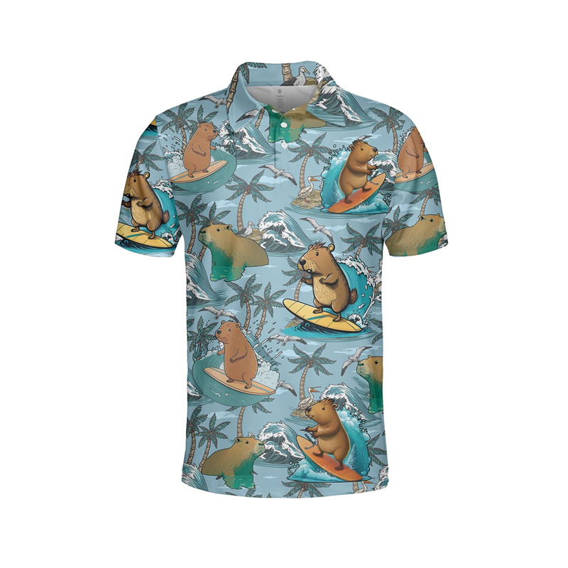 Funny 3d Print Capybara Polo S - Beach Shirt Hawaiian recension och pris