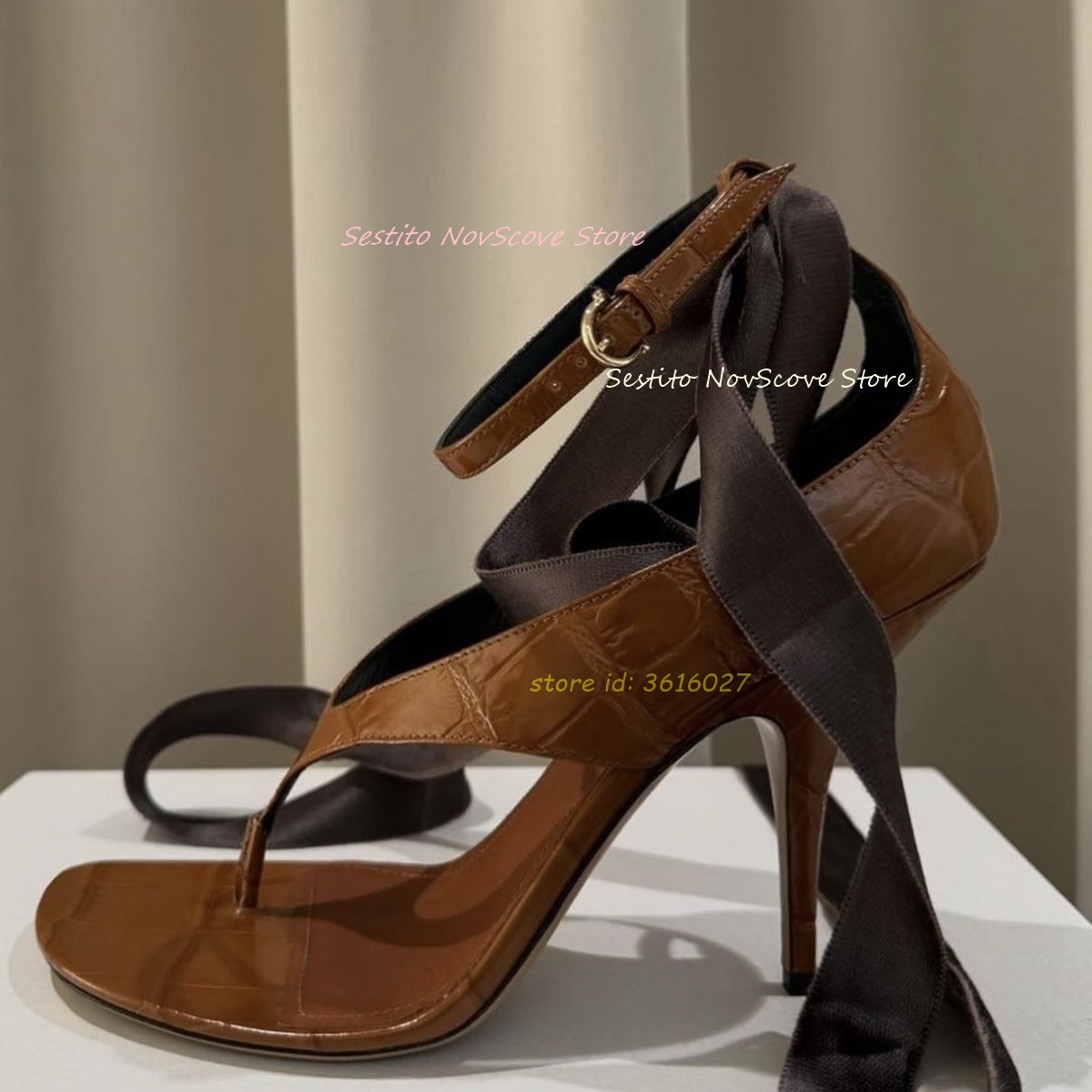 Brown Open Toe Lace Up Sandals - Summer Clothing Dress recension och pris
